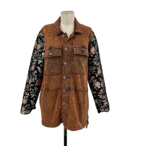Aratta Silent Journey Coolness Floral Jacquard Sleeve Oversized Shacket Small - Picture 2 of 14